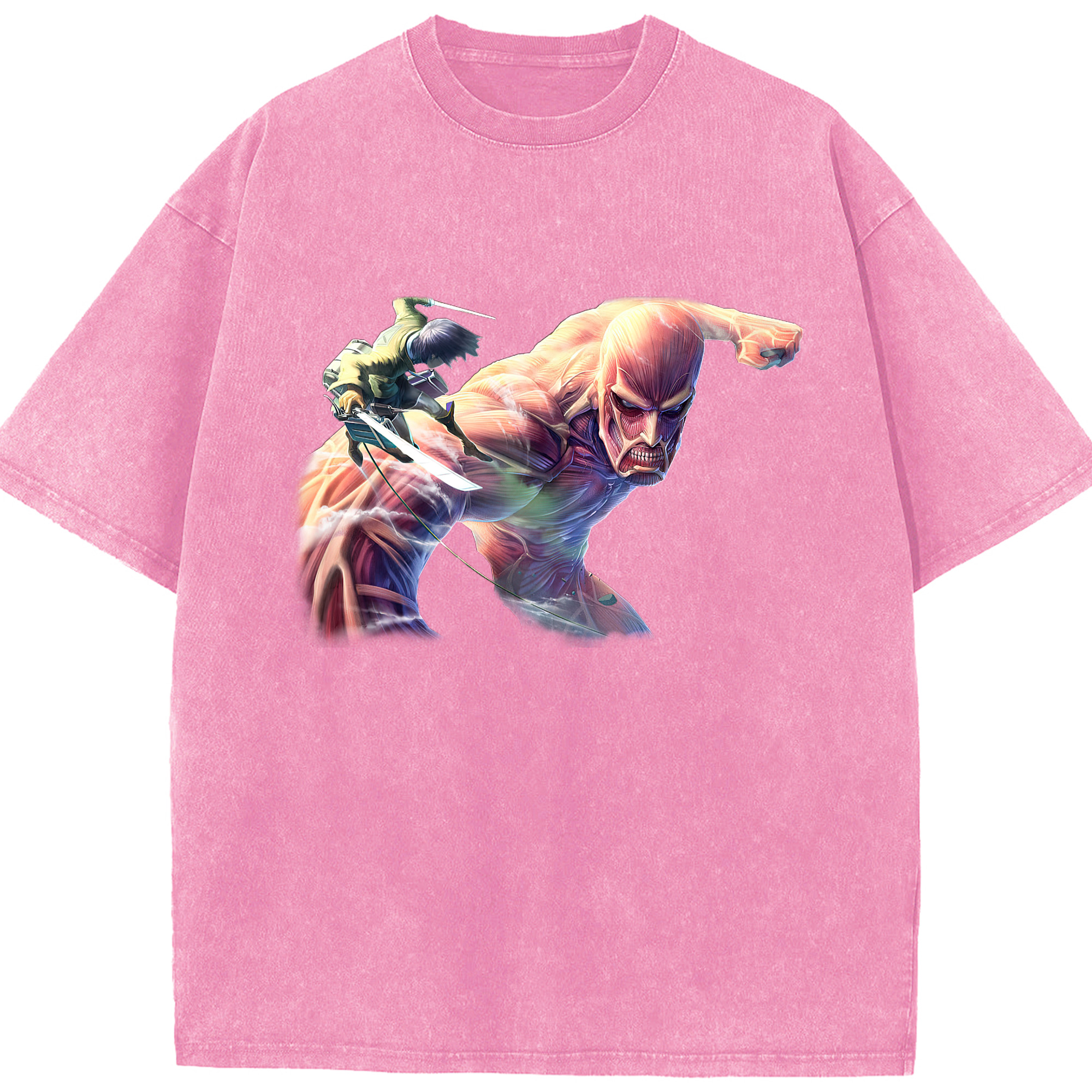 （画像用） 進撃の巨人 Attack on Titan 綿100% ヴィンテージ風 半袖Tシャツ（フロントプリント）